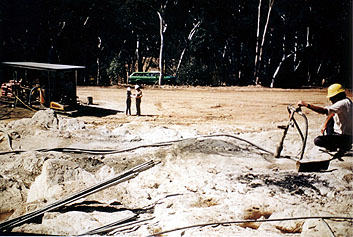 Photo of grouting at Windamere Dam ridge